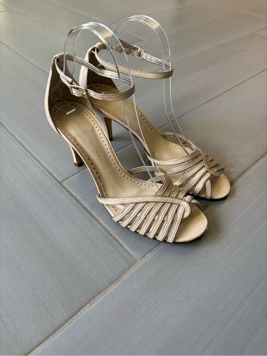 ANTONIO MELANI Shoes - ANTONIO MELANI Blair Sandals | Bone & Silver Strappy Open-Toe Heels